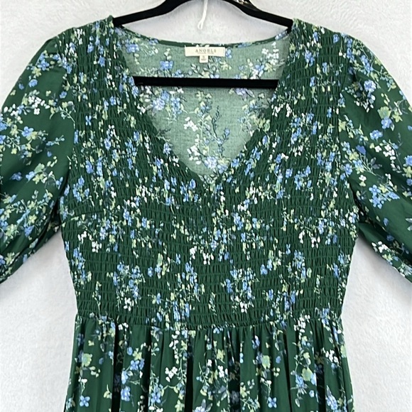 Angels Women’s Dress Size S Green & Blue Floral Elastic Front Tiered Skirt NWT - Picture 3 of 13
